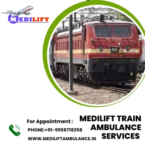 Avail the premium hospital transfer Medilift Train Ambulance in Siliguri