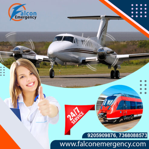 Get Falcon Train Ambulance Service in Bhopal at lowest price