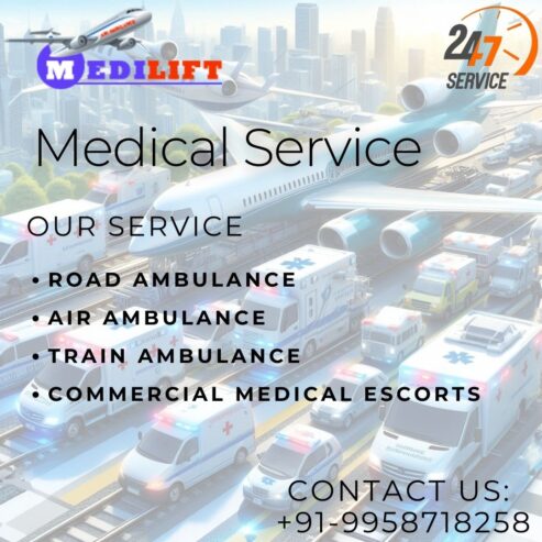 Medilift Train Ambulance Service in Kolkata provides fast, efficient, and professional care