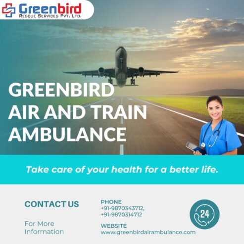 Get Life-supported Greenbird Air and Train Ambulance Services in Rewa available anytime Anywhere