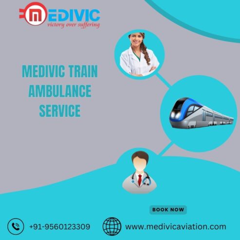 Book Safest Medivic aviation Train Ambulance Service in Raipur with advanced medical setup