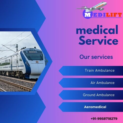 Medilift Train Ambulance Service in Chennai comes with top-class medical tools