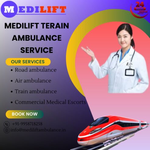 Medilift Train ambulance service in Raipur during emergency time provides transport services