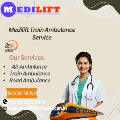 Medilift Train ambulance service in Jabalpur provides transport as one of the best services