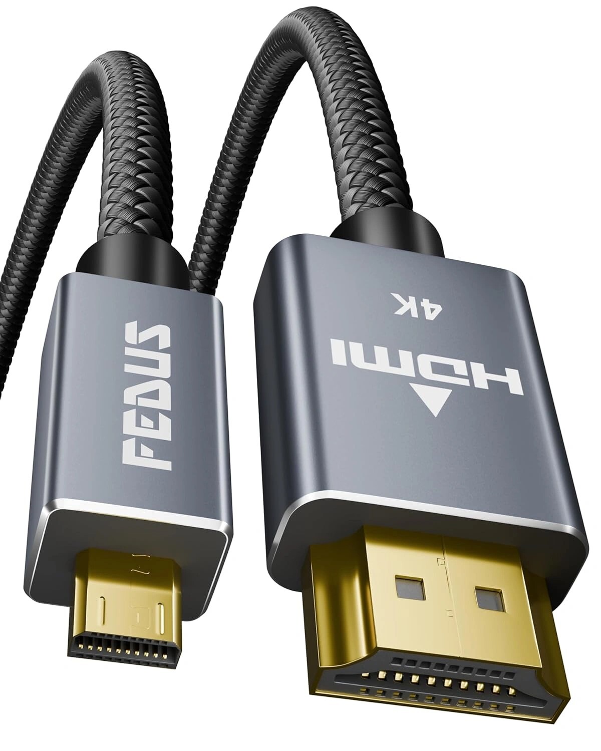 FEDUS 4K Micro HDMI to HDMI Cable 1.5 Meter, Micro HDMI 2.0 Adapter [4K@60Hz, 2K@144Hz 120Hz] 4K 18Gbps HDR, Compatible for Samsung G8, G9, Camera, Rasp Berry Pi 5 4, go pro Hero, Cam Link