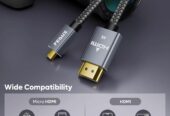 FEDUS 4K Micro HDMI to HDMI Cable 1.5 Meter, Micro HDMI 2.0 Adapter [4K@60Hz, 2K@144Hz 120Hz] 4K 18Gbps HDR, Compatible for Samsung G8, G9, Camera, Rasp Berry Pi 5 4, go pro Hero, Cam Link