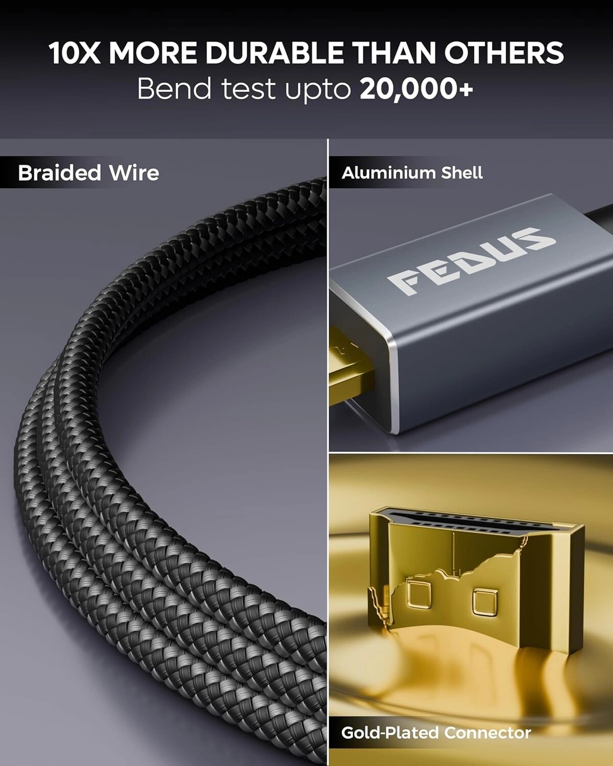 FEDUS 4K Micro HDMI to HDMI Cable 1.5 Meter, Micro HDMI 2.0 Adapter [4K@60Hz, 2K@144Hz 120Hz] 4K 18Gbps HDR, Compatible for Samsung G8, G9, Camera, Rasp Berry Pi 5 4, go pro Hero, Cam Link